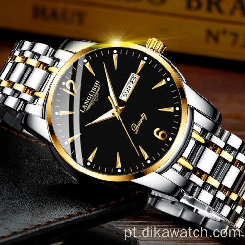 LANGLISHI 2021 relógios masculinos de luxo luminoso à prova d&#39;água relógio de aço inoxidável relógio masculino quartzo data calendário empresarial relógio de pulso